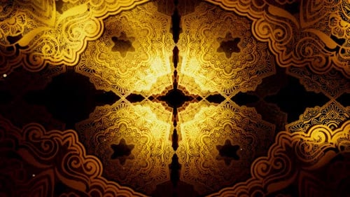 Shimmering Gold Ornate Mandala Pattern Motion Background