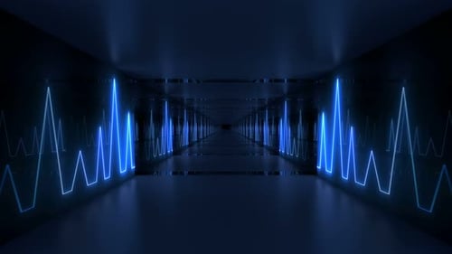 Moving Blue Wave Lines Inside The Tunnel