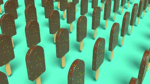 Animated Chocolate Popsicles with Sprinkles in a Rhythmic Grid Loop