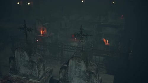 Old Graveyard with a Group of Cross Tombstones