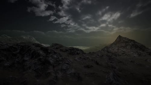Dramatic Storm Sky Over Rough Mountains
