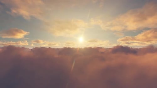 Warm Golden Sunset Above Moving Clouds Loop