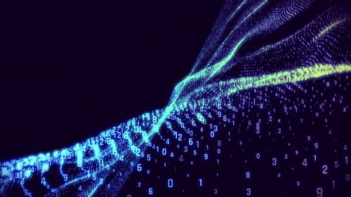 Futuristic Digital Data Stream Wave Background