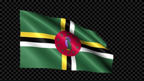 Dominica Flag Realistic Waving Animation with Alpha Channel