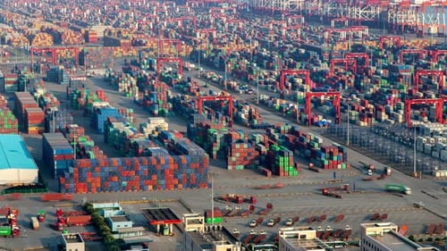 Yangshan Shanghai Container Port Terminal Pan Up
