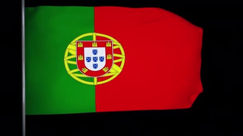 Realistic 3D Portugal National Flag Waving Animation