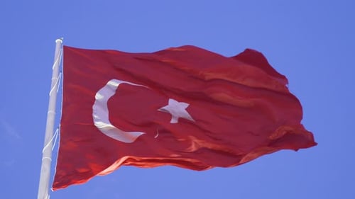 Turkish Flag Waving in the Wind
