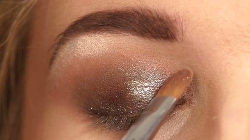 Close Up of Applying Silver Glitter Eyeshadow