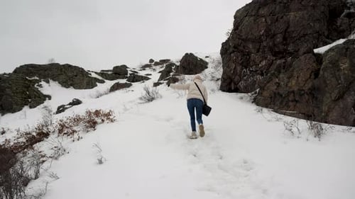 The Traveler Goes Into the Distance to the Top of the Mountain