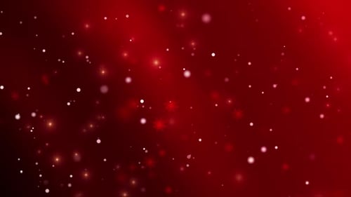 Christmas Snowflakes and Glitter Particles on Red Background