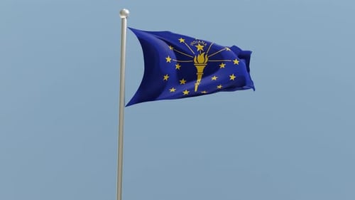 Realistic Waving Indiana State Flag 3D Animation