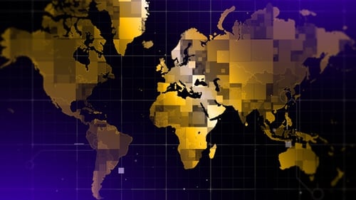 Futuristic Digital World Map Global Network Broadcast Background
