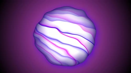 Colorful blue and pink stripy sphere line animation. A 74