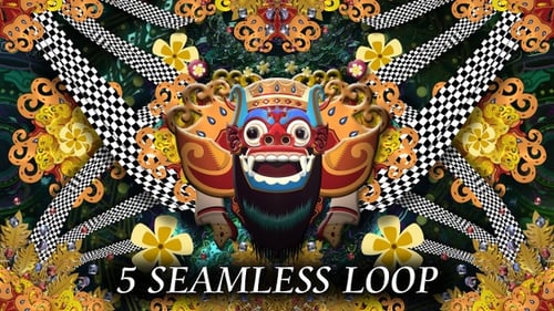 Vibrant Balinese Mask Kaleidoscope Animation