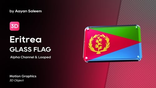 Eritrea Flag 3D Rotating Glass Plaque Animation
