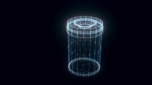 Futuristic Rotating 3D Battery Wireframe Hologram Display