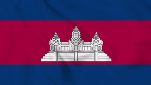 Seamless Loop Animation of Cambodia National Flag Waving