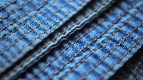 Denim Fabric Close Up with Stitching Details