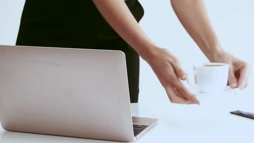 Blonde Business Woman Working at Modern Office