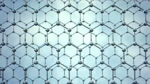 Structure en graphène bouclable. Deux rangées d'atomes de carbone. Nids d'abeilles argentés