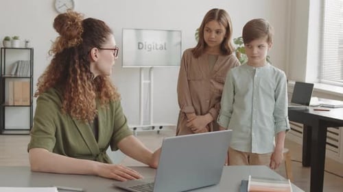 Angry Teacher Lecturing Kids