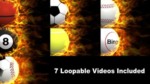 Dynamic Fiery Sports and Games Ball Animation Loop Pack