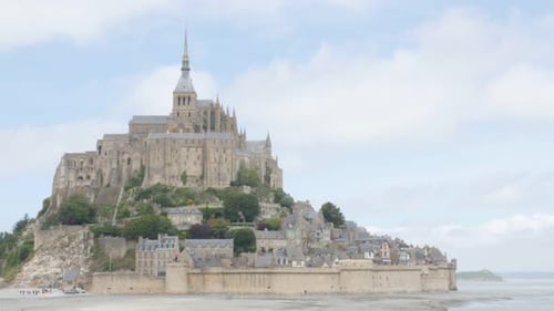 Mont Saint Michel island near La Manche in Normandy France 4K 3840X2160 UHD video - Mt Saint Michel
