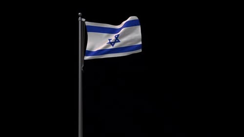 Israel National Flag Waving Seamless Loop Animation