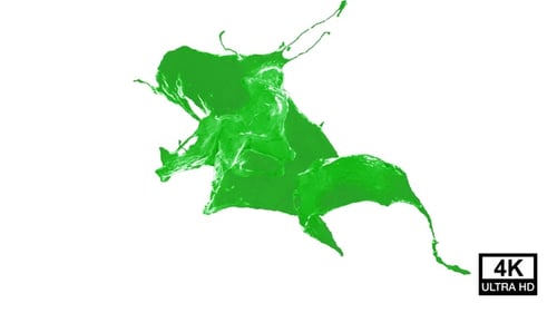 Collision Of Streaming Green Paint Splash V7