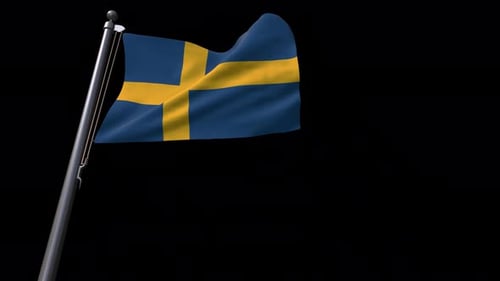 Waving Swedish Flag Animation on Black