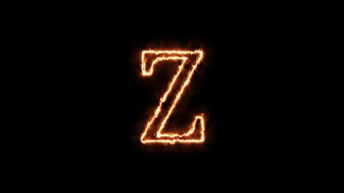 Lettre Z : feu. Animation sur fond noir, la lettre Vidéo 4K brûle dans une flamme.