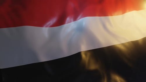 Waving Flag of Yemen with Realistic Fabric Animation