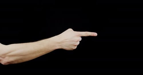 Hand and Arm Pointing on Black Background