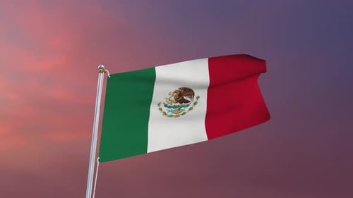 Animated Mexican Flag Waving in Realistic 3D Render