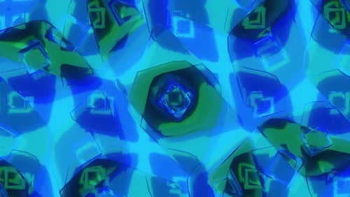 Blue glass shapes moving