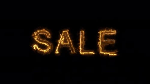 Colorful Fire inscription sale on transparent background.