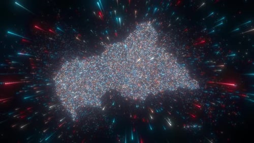 Digital Particle Map Outline Reveal Animation