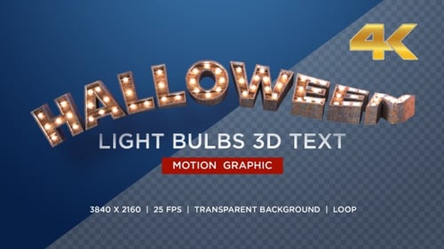 Texto 3D de bombillas de Halloween