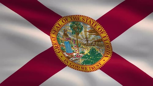 Florida State Flag Waving with Official Seal Seamless Loop