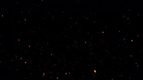 Seamless Loop of Floating Fire Embers on Black Background