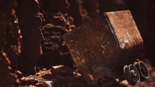 Abandoned Gold Mine Trolley Used To Cart Ore During the Gold Rush