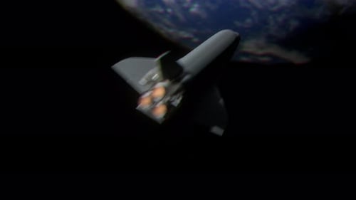 Spaceship in orbit around earth 4K