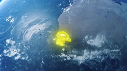 Earh Zoom In Space To Senegal Country Alpha Output