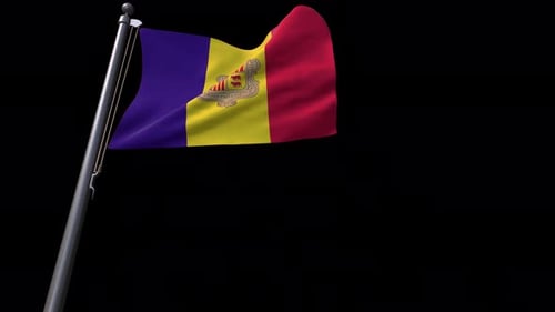 Andorra Flag Waving in Realistic Smooth Animation