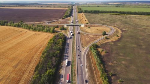Aerial View of Road Interchange or Highway Intersection