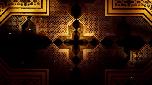 Elegant Golden Islamic Geometric Star Pattern Background Loop