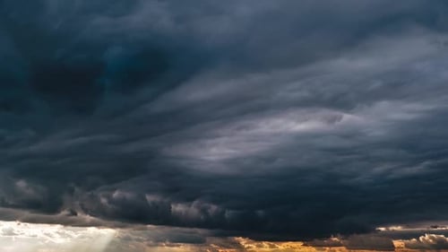 Majestic Amazing Time Lapse of Storm Cumulus Clouds Moves in the Sky at Sunset