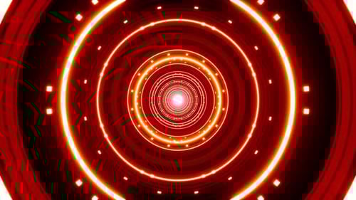 Circle and Dot Lights in Red Tunnel