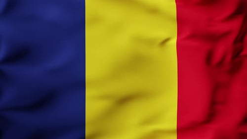 Realistic Romania Flag Waving Loop Animation