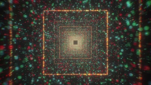 Flow of colorful particles in square tunnel